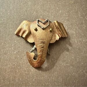 Vintage Gold Metal Elephant Brooch